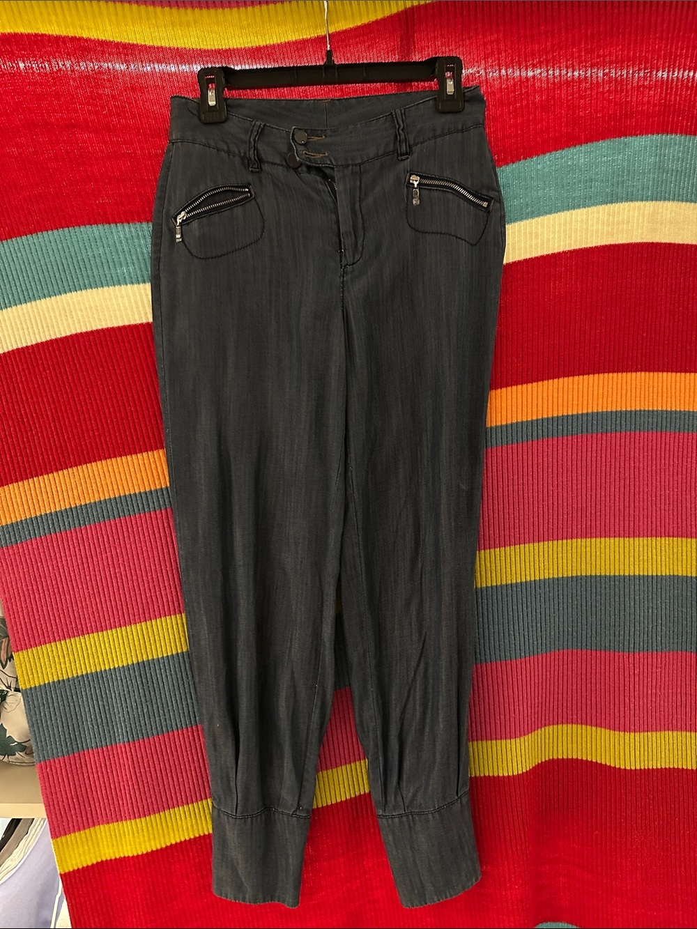A/X Armani Exchange Black Pants with tapered legs.